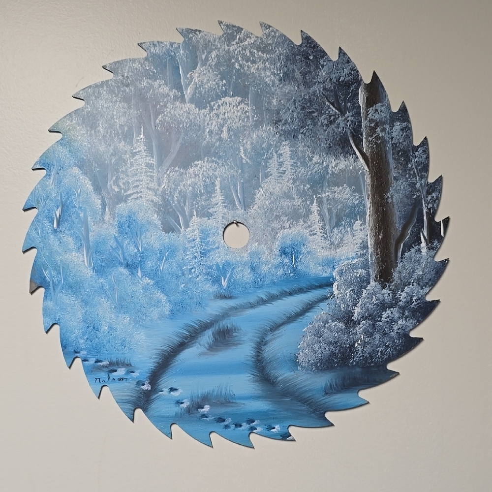 Blue Forest Saw Blade Wall Art
